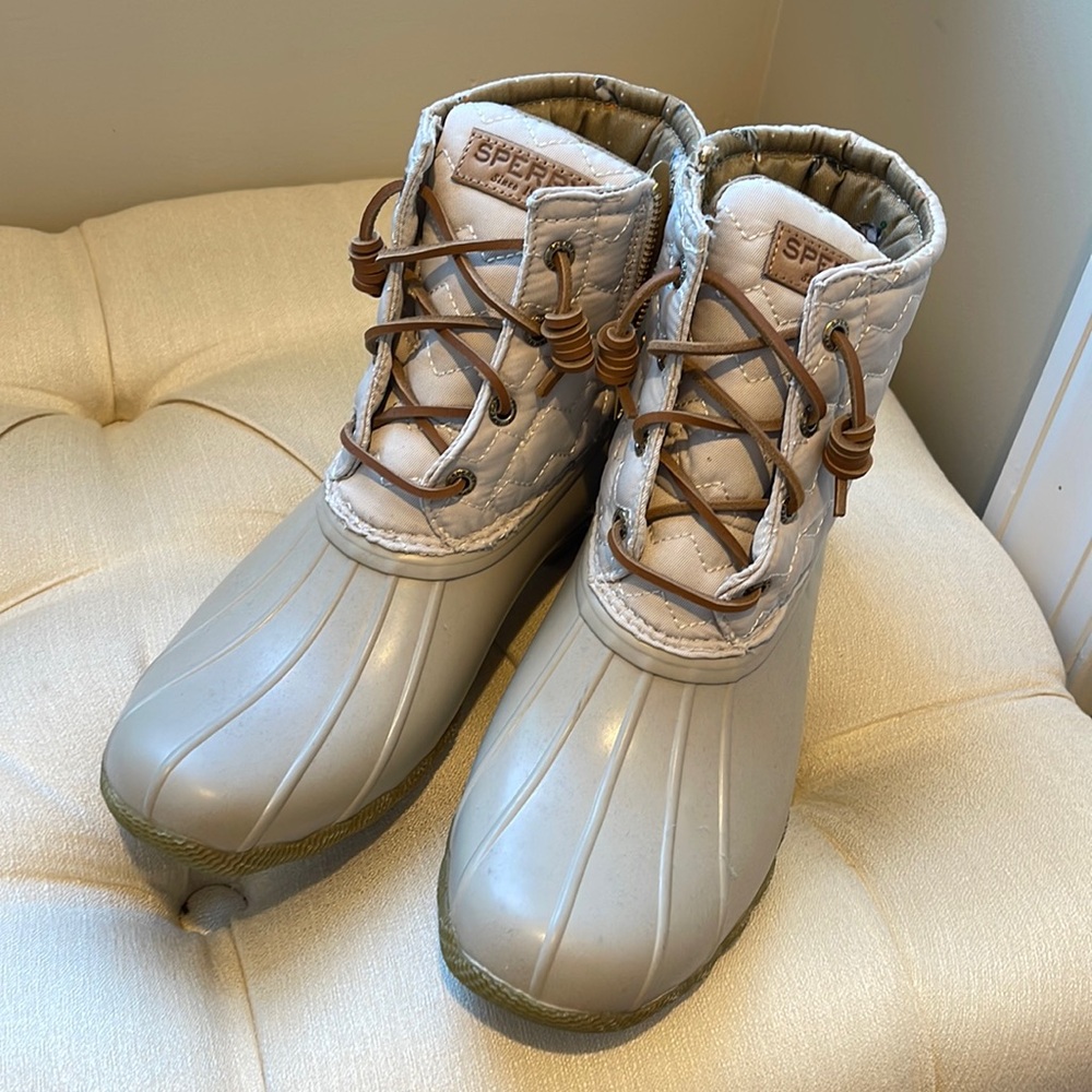 Brand new Sperry rain/snow boots with zippers and leather laces